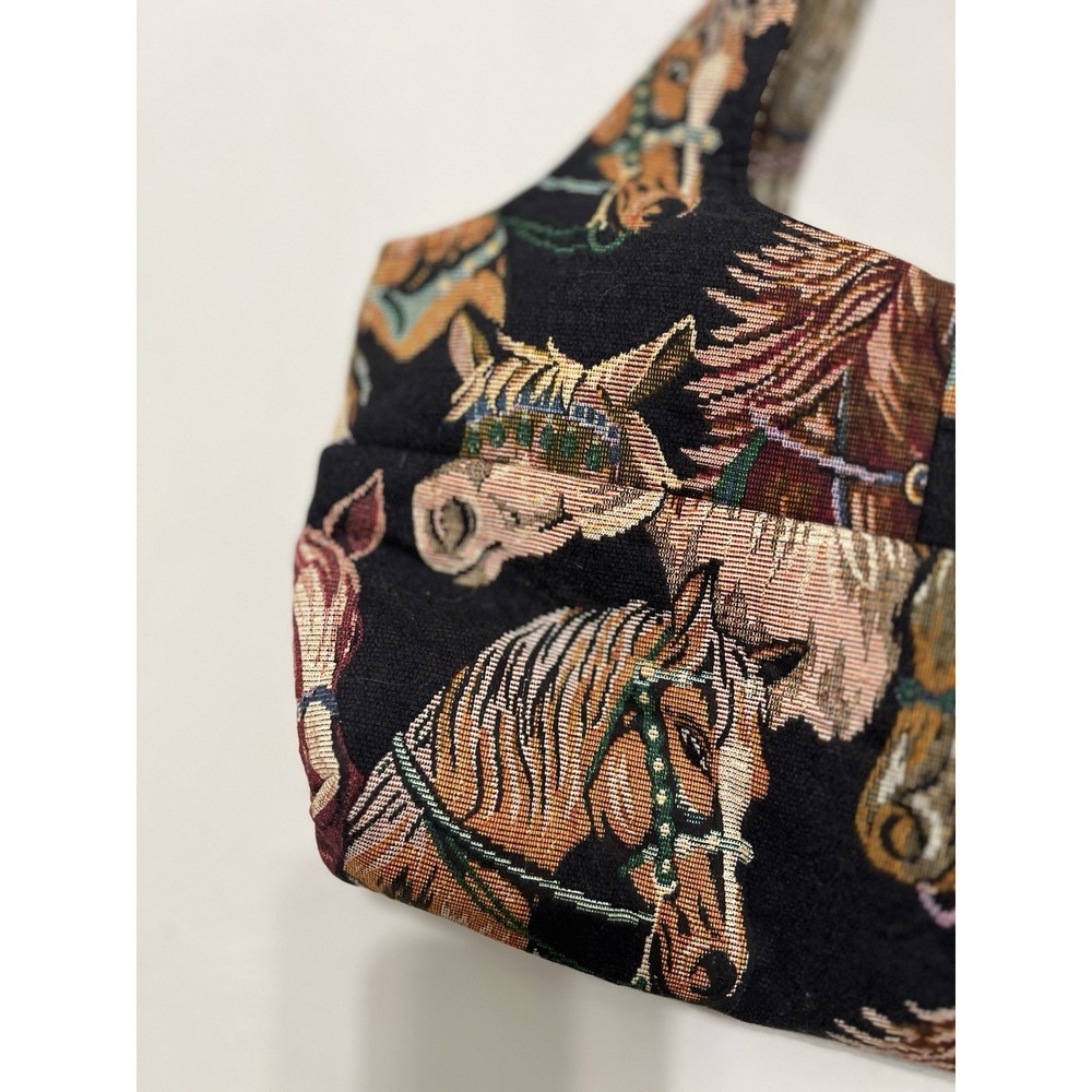 Vintage Horse Animal Equestrian Pony Handmade Tapestry Hobo Bag - Picture 8 of 10